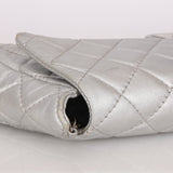 Rare Chanel 2.55 Asymmetric Reissue Clutch with Chain Metallic Silver Lambskin 2008 BSHW