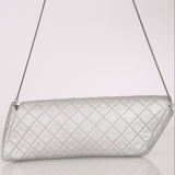 Rare Chanel 2.55 Asymmetric Reissue Clutch with Chain Metallic Silver Lambskin 2008 BSHW