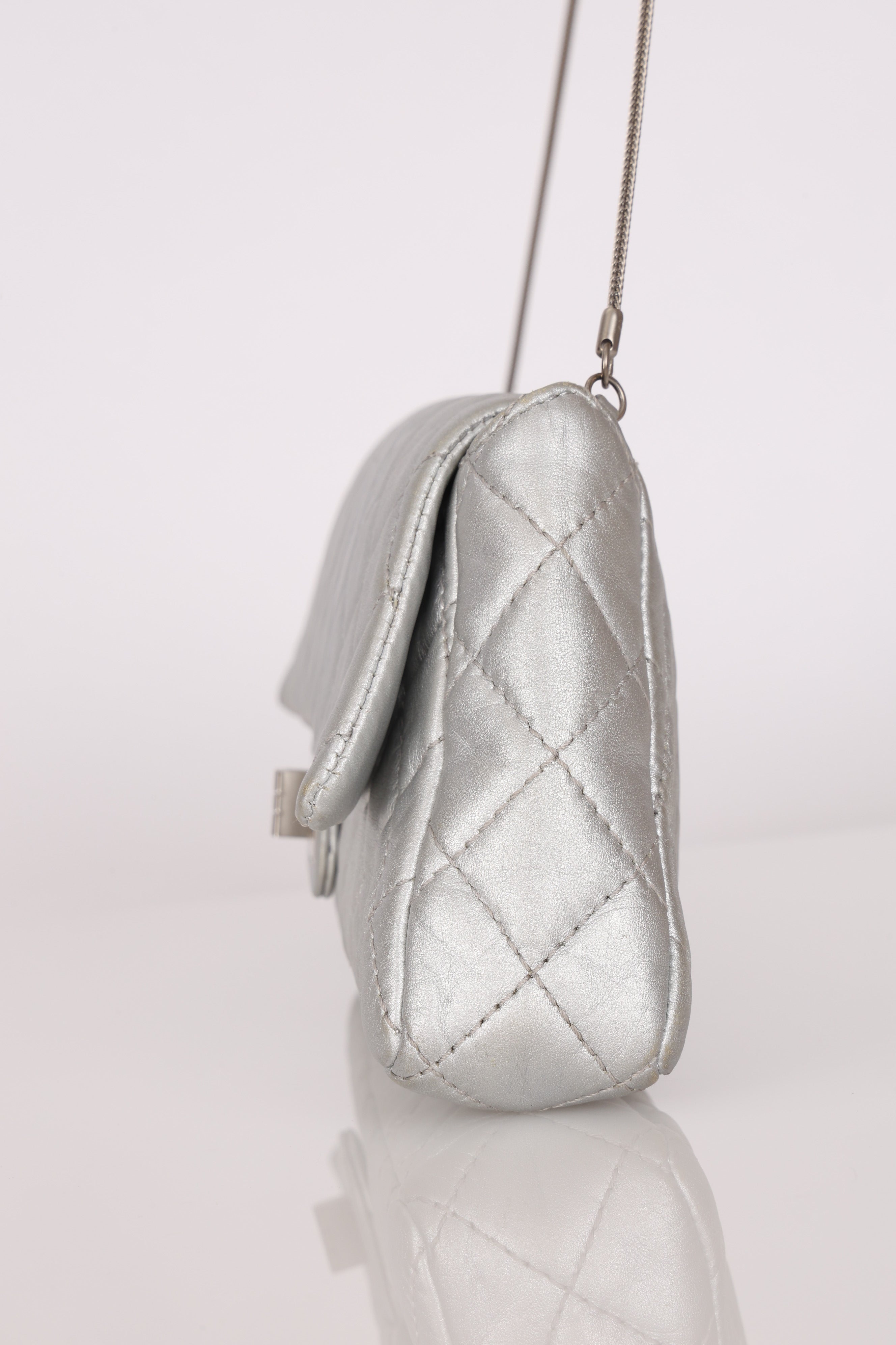 Chanel 2.55 Reissue Clutch with Chain Metallic Silver Lambskin BSHW