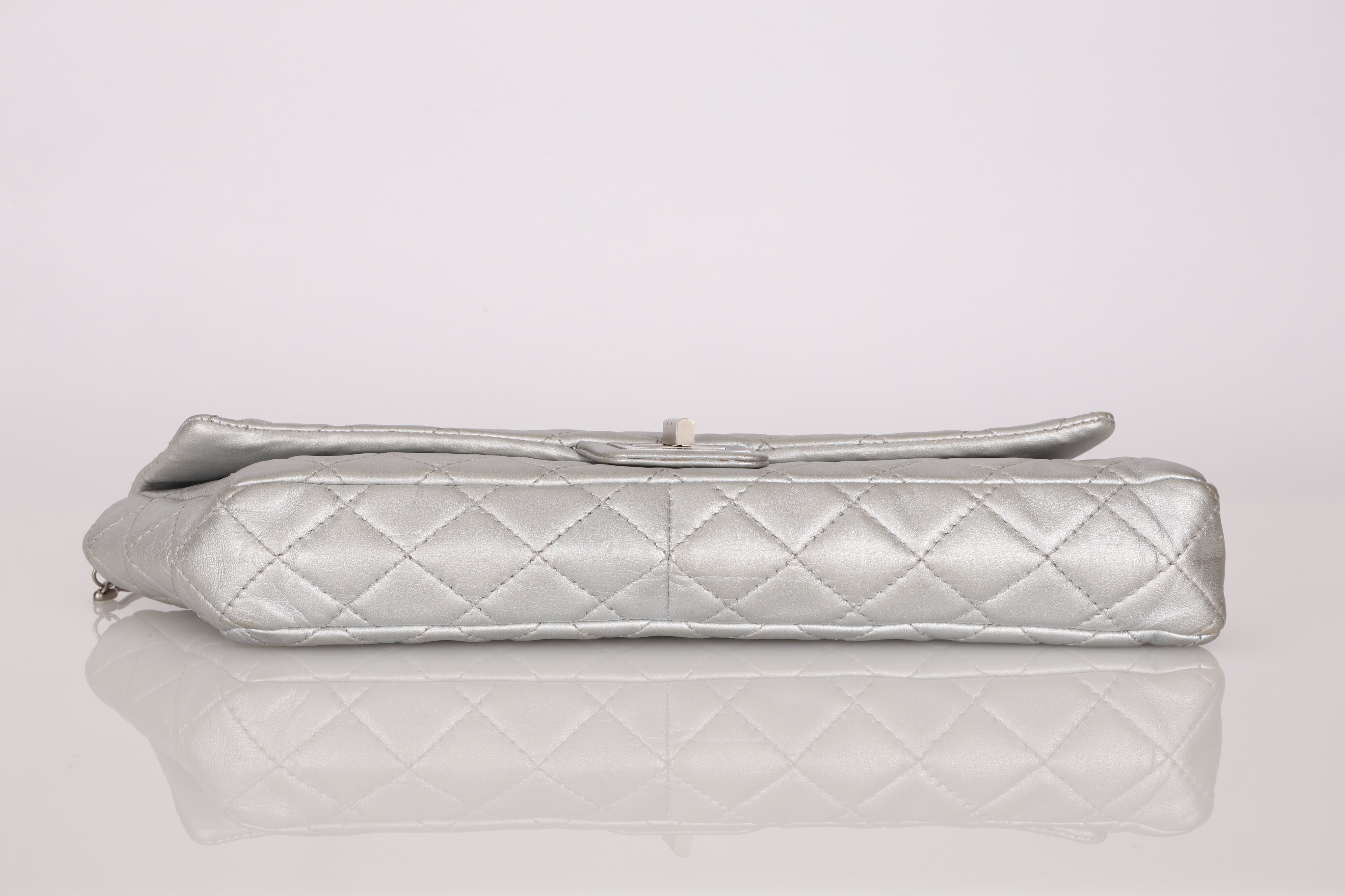 Chanel 2.55 Reissue Clutch with Chain Metallic Silver Lambskin BSHW