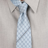 Gucci Monogram Blue Satin Tie