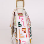 Fendi Zucca Multicolor Embroidered White Baguette
