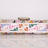 Fendi Zucca Multicolor Embroidered White Baguette