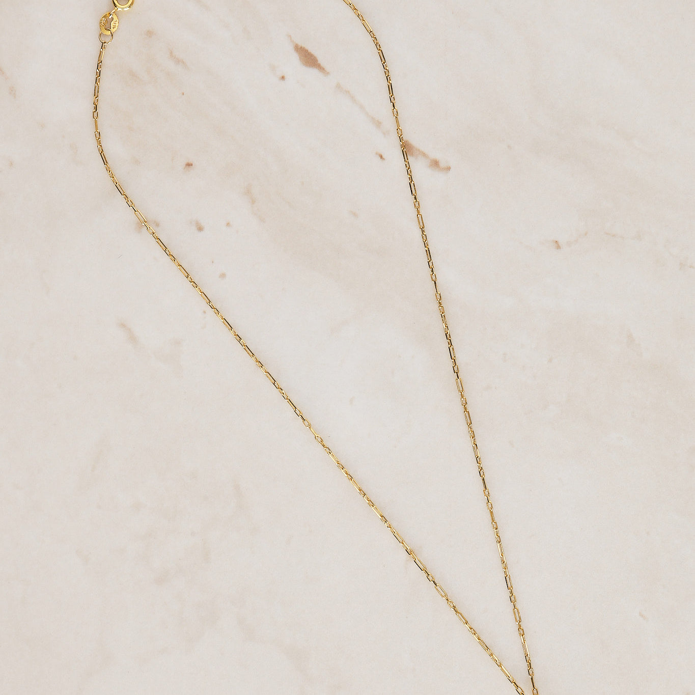 18K Yellow Gold and Diamond Drop Charm Chain Necklace
