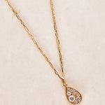 18K Yellow Gold and Diamond Drop Charm Chain Necklace