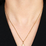 18K Yellow Gold and Diamond Drop Charm Chain Necklace