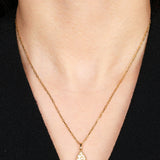18K Yellow Gold and Diamond Drop Charm Chain Necklace