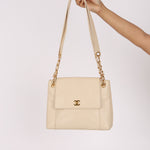 Chanel Turnlock Shoulder Bag White Caviar 24K GP