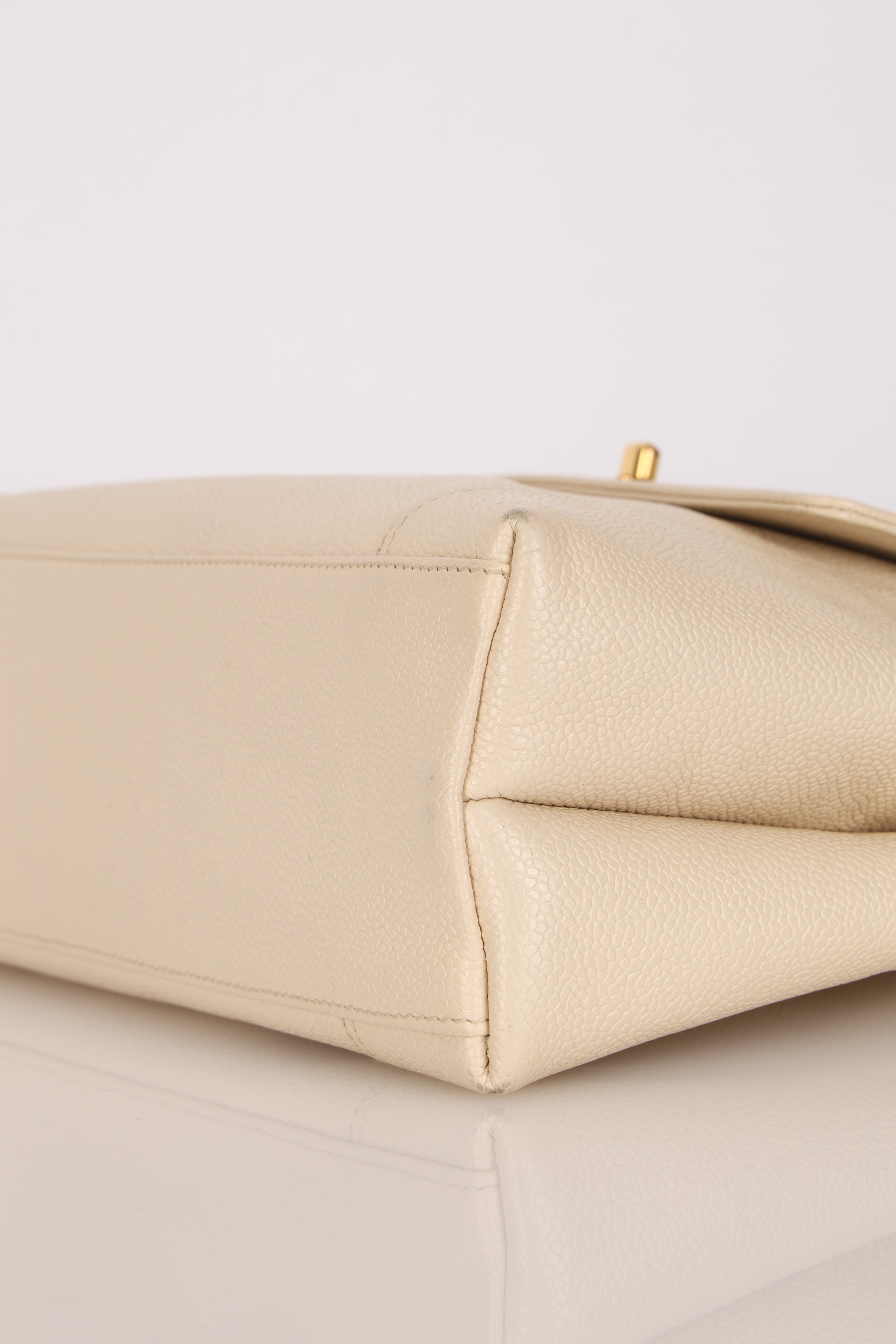 Chanel Turnlock Shoulder Bag White Caviar 24K GP