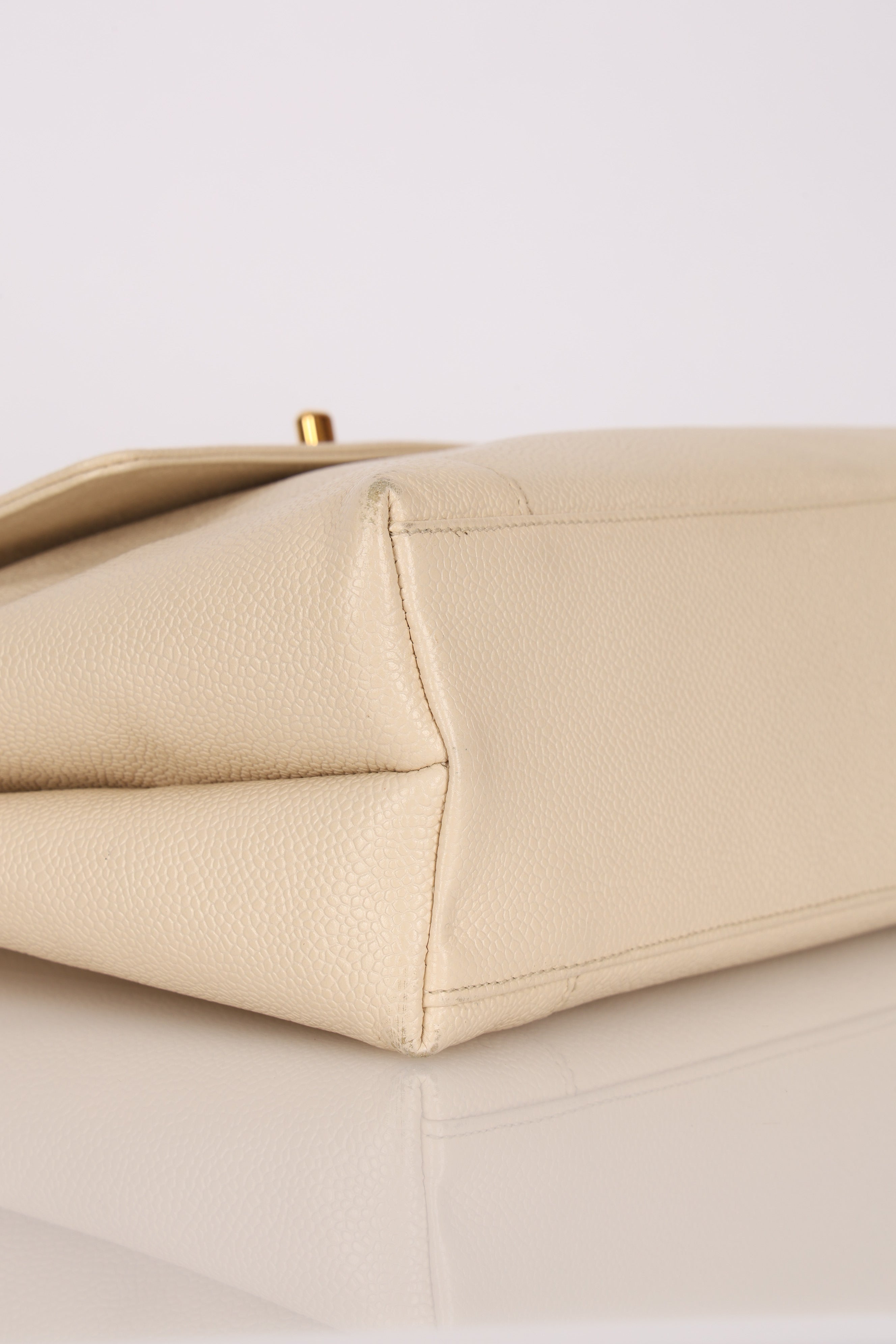 Chanel Turnlock Shoulder Bag White Caviar 24K GP