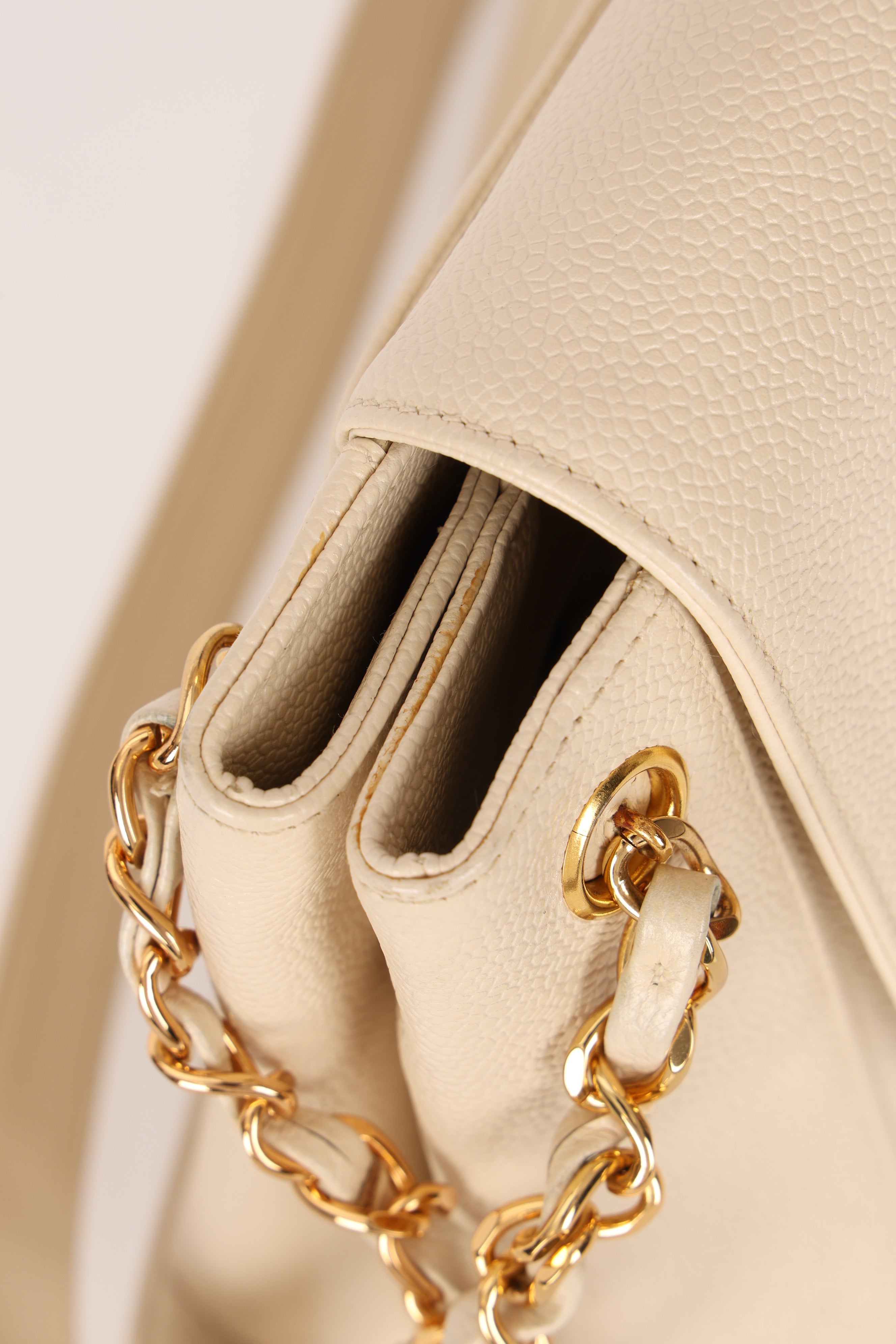 Chanel Turnlock Shoulder Bag White Caviar 24K GP