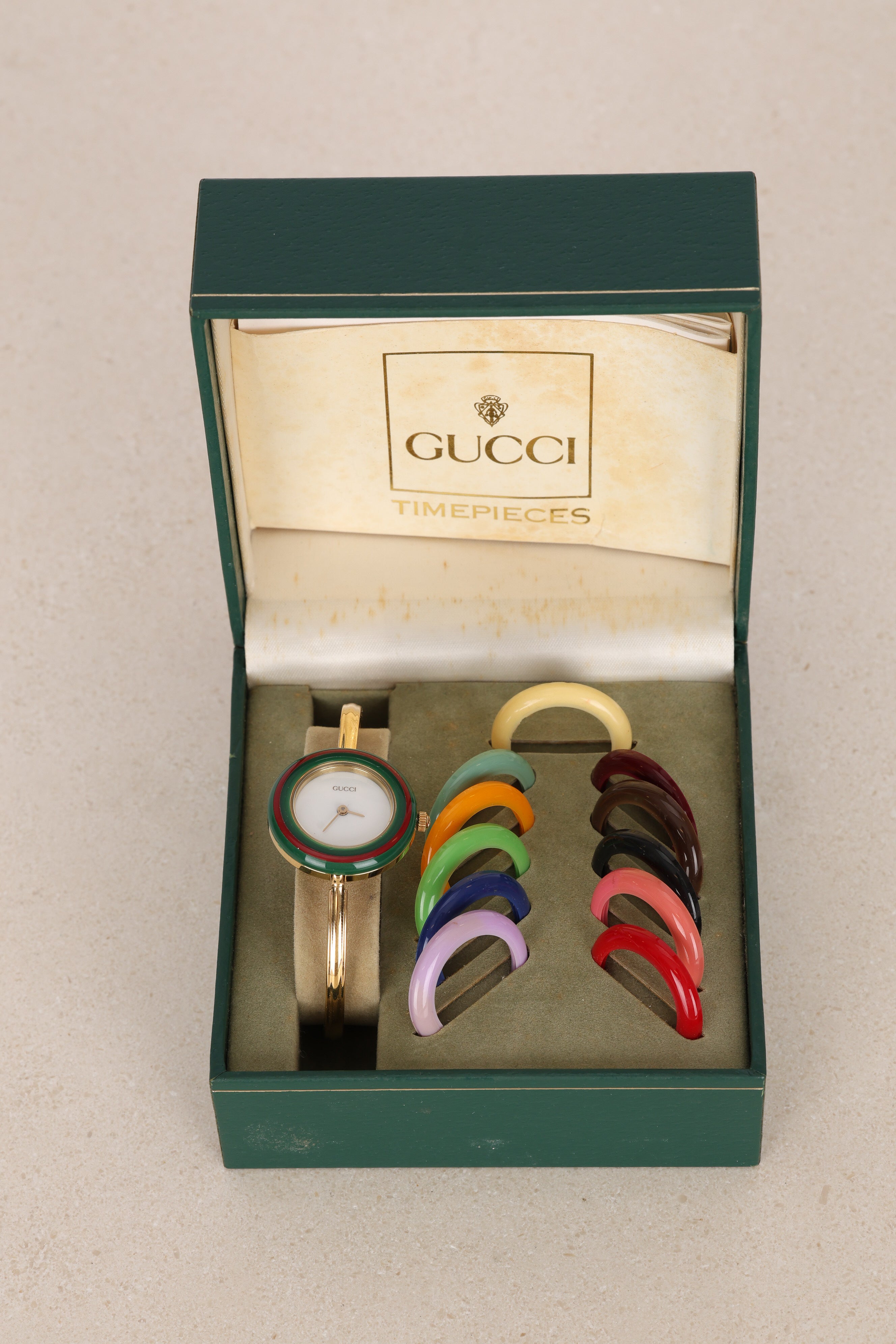 Gucci Multicolor Gold Bezel Watch