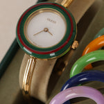 Gucci Multicolor Gold Bezel Watch