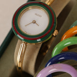 Gucci Multicolor Gold Bezel Watch