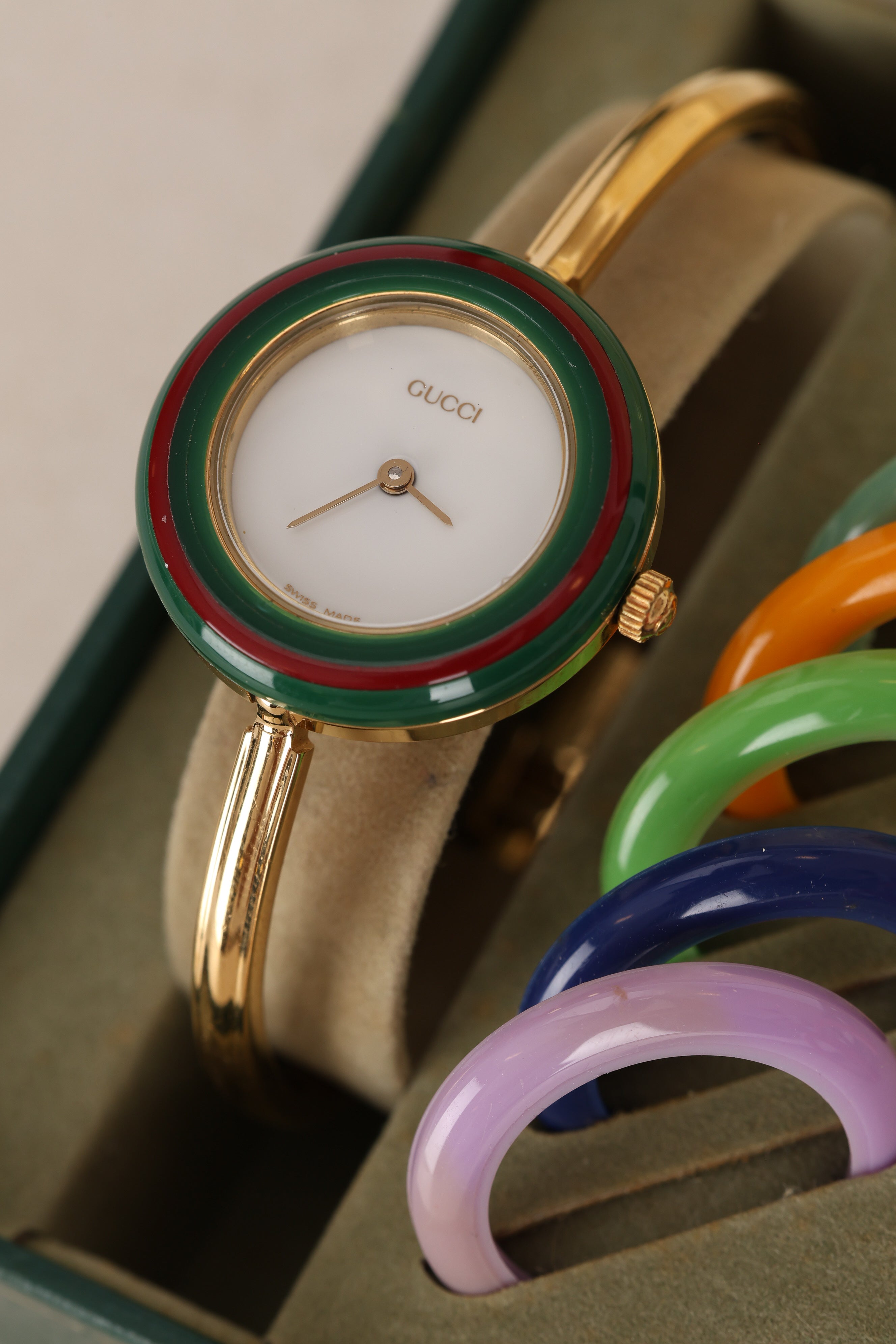 Gucci Multicolor Gold Bezel Watch