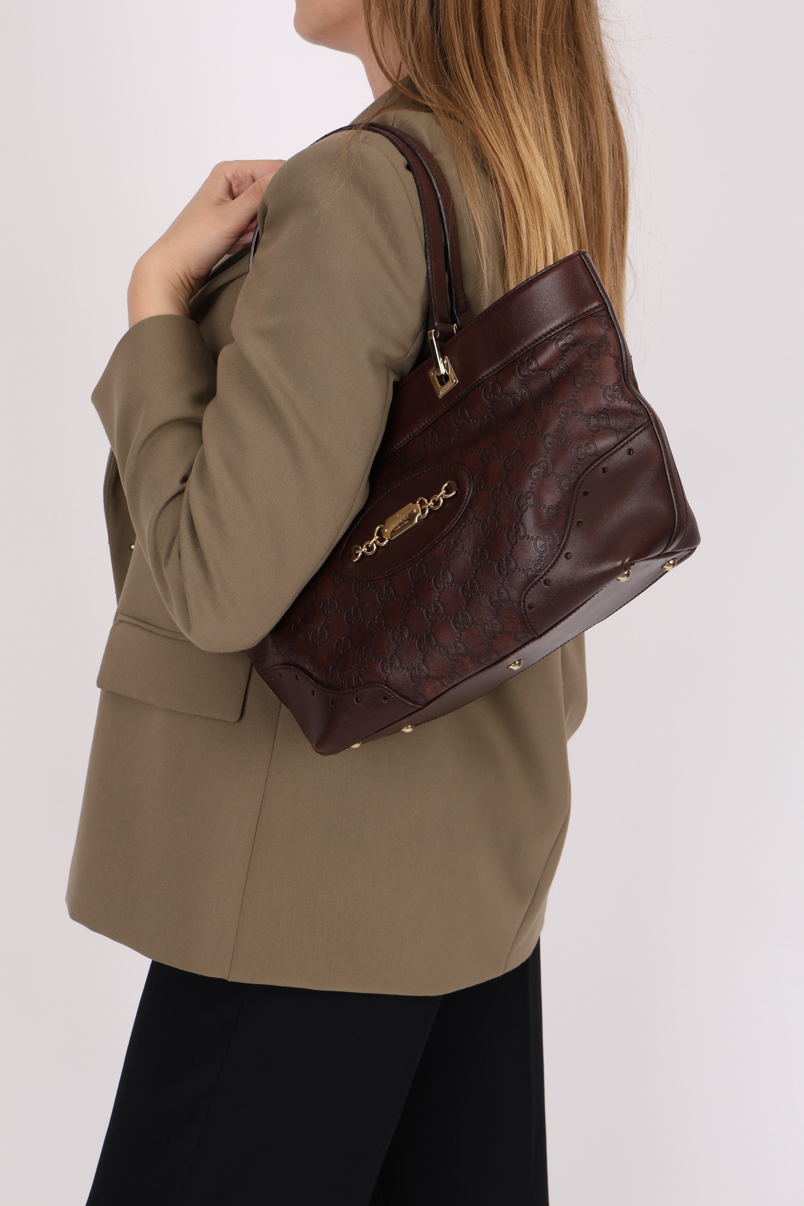 Gucci Guccissima Punch Tote Chocolate Brown