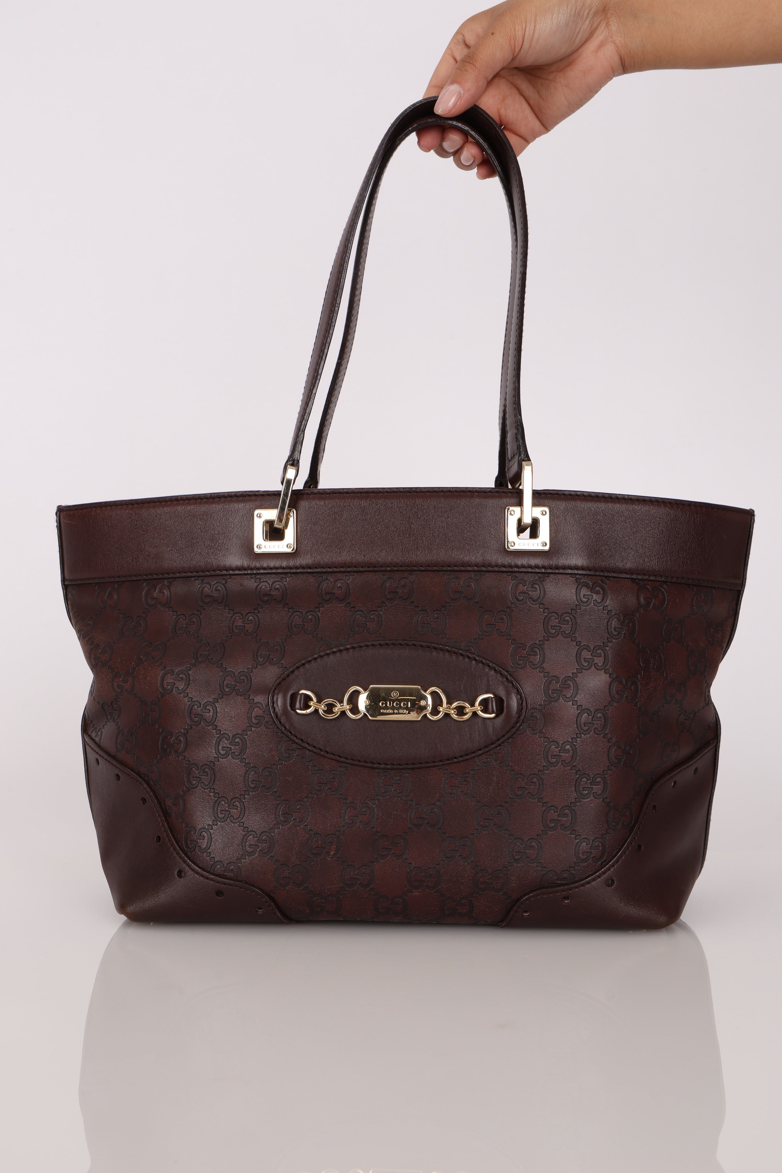 Gucci Guccissima Punch Tote Chocolate Brown