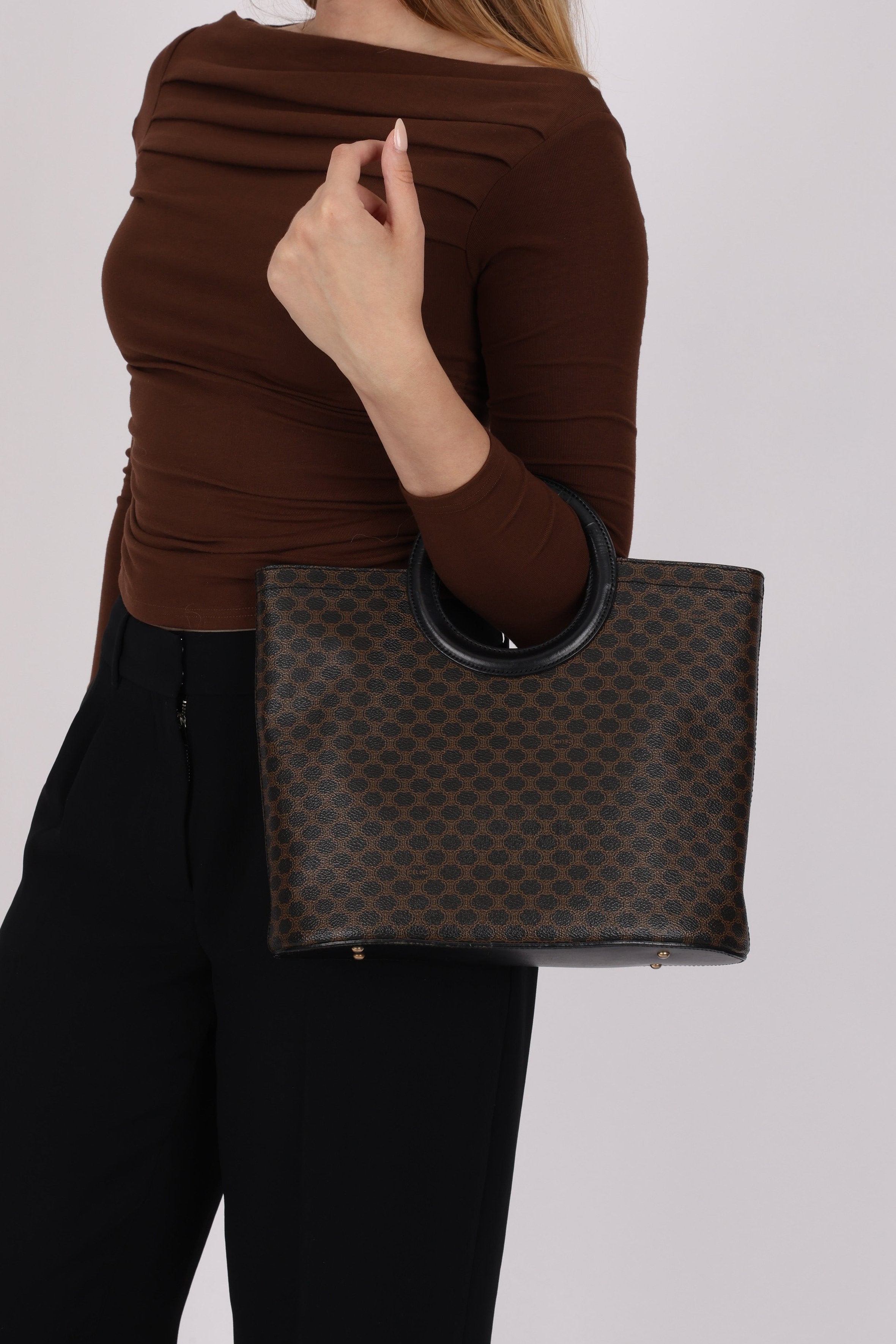 Celine Macadam Circle Top Handle Tote