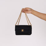 Chanel Mini Rectangle Bijoux Chain Flap Black Satin GHW