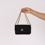 Chanel Mini Rectangle Bijoux Chain Flap Black Satin GHW