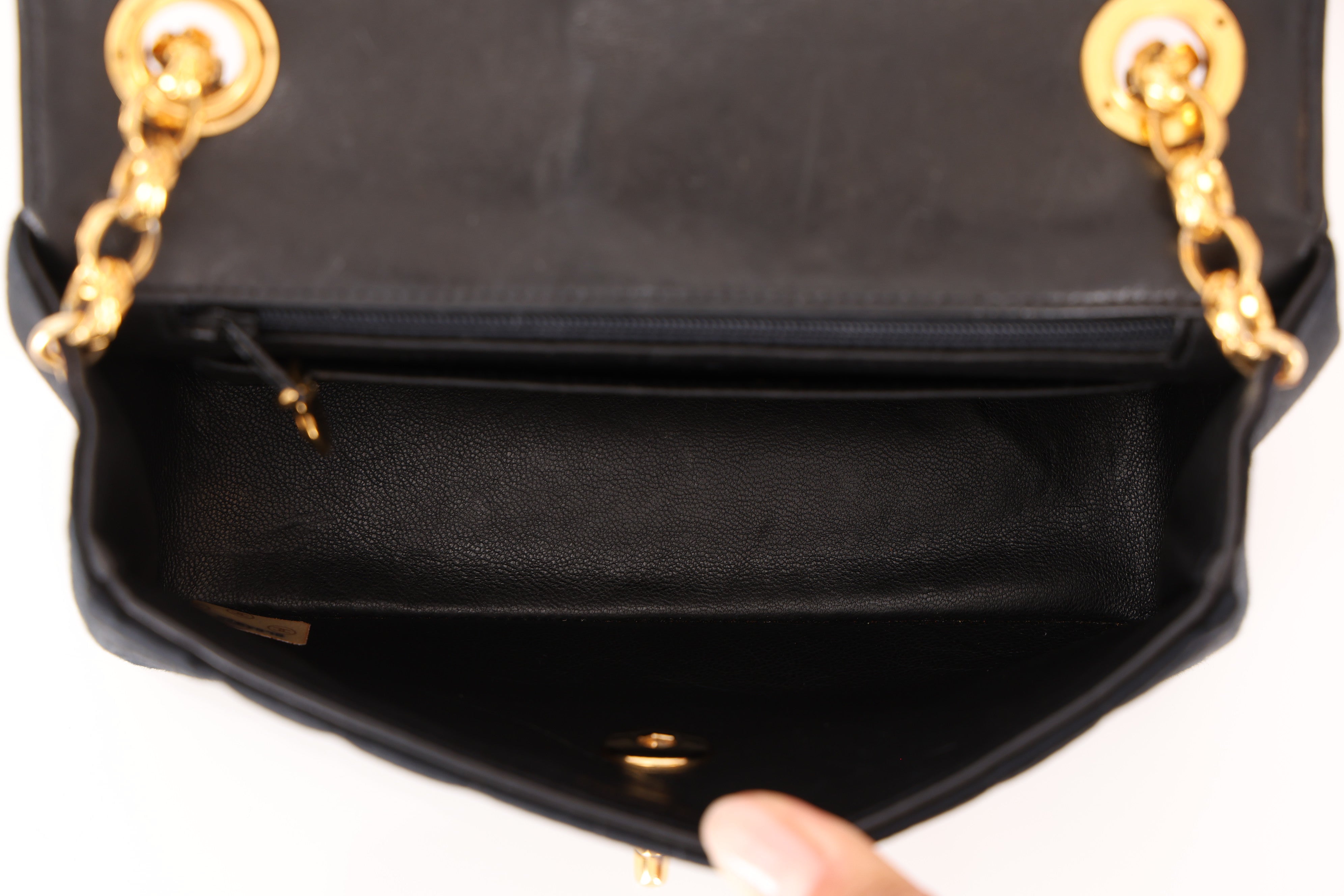 Chanel Mini Rectangle Bijoux Chain Flap Black Satin GHW