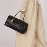 Yves Saint Laurent Whipstitch Crocodile Embossed Top Handle Bag
