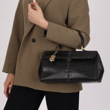 Saint Laurent Crocodile Embossed Top Handle Bag