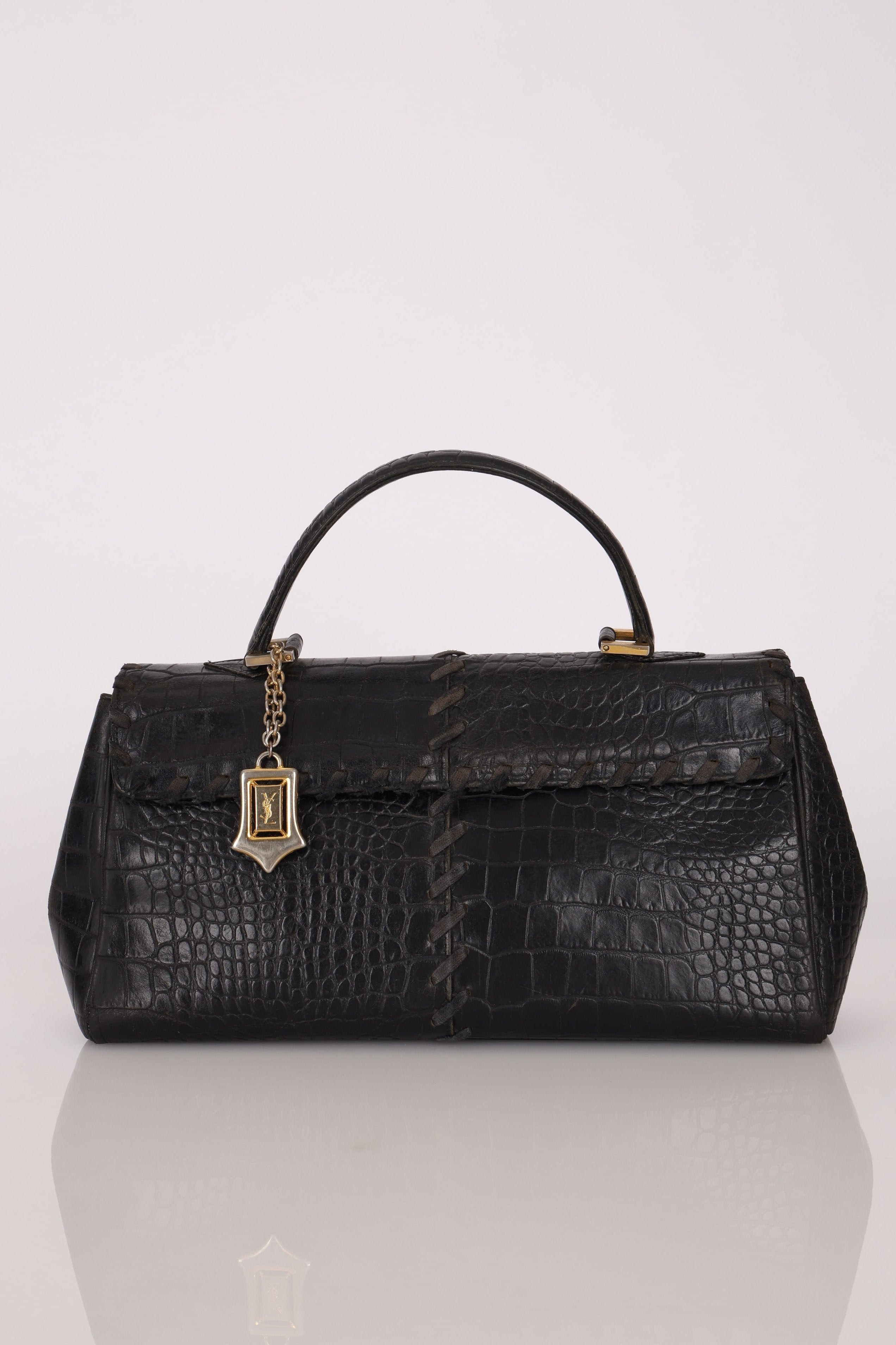 Saint Laurent Crocodile Embossed Top Handle Bag