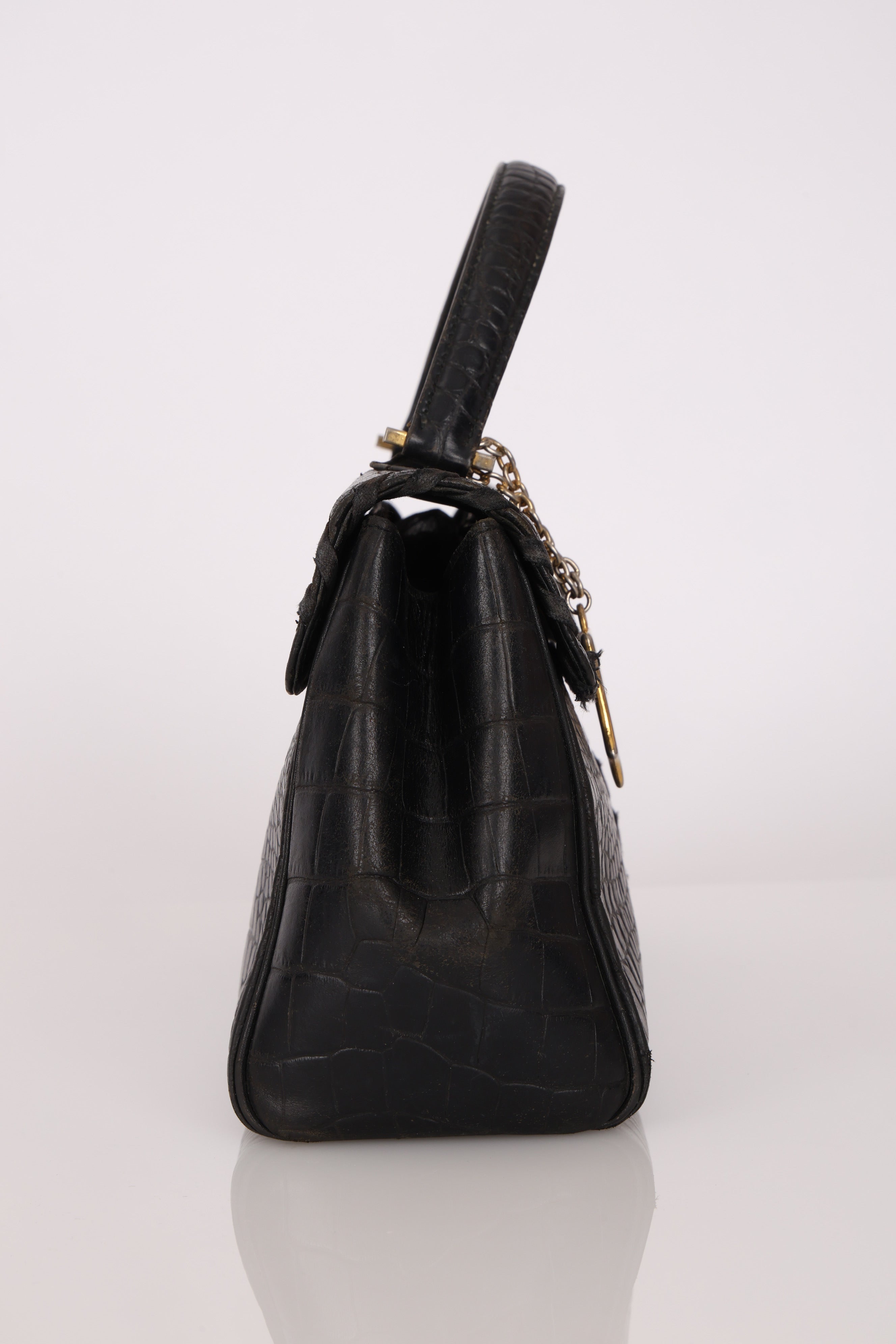 Saint Laurent Crocodile Embossed Top Handle Bag