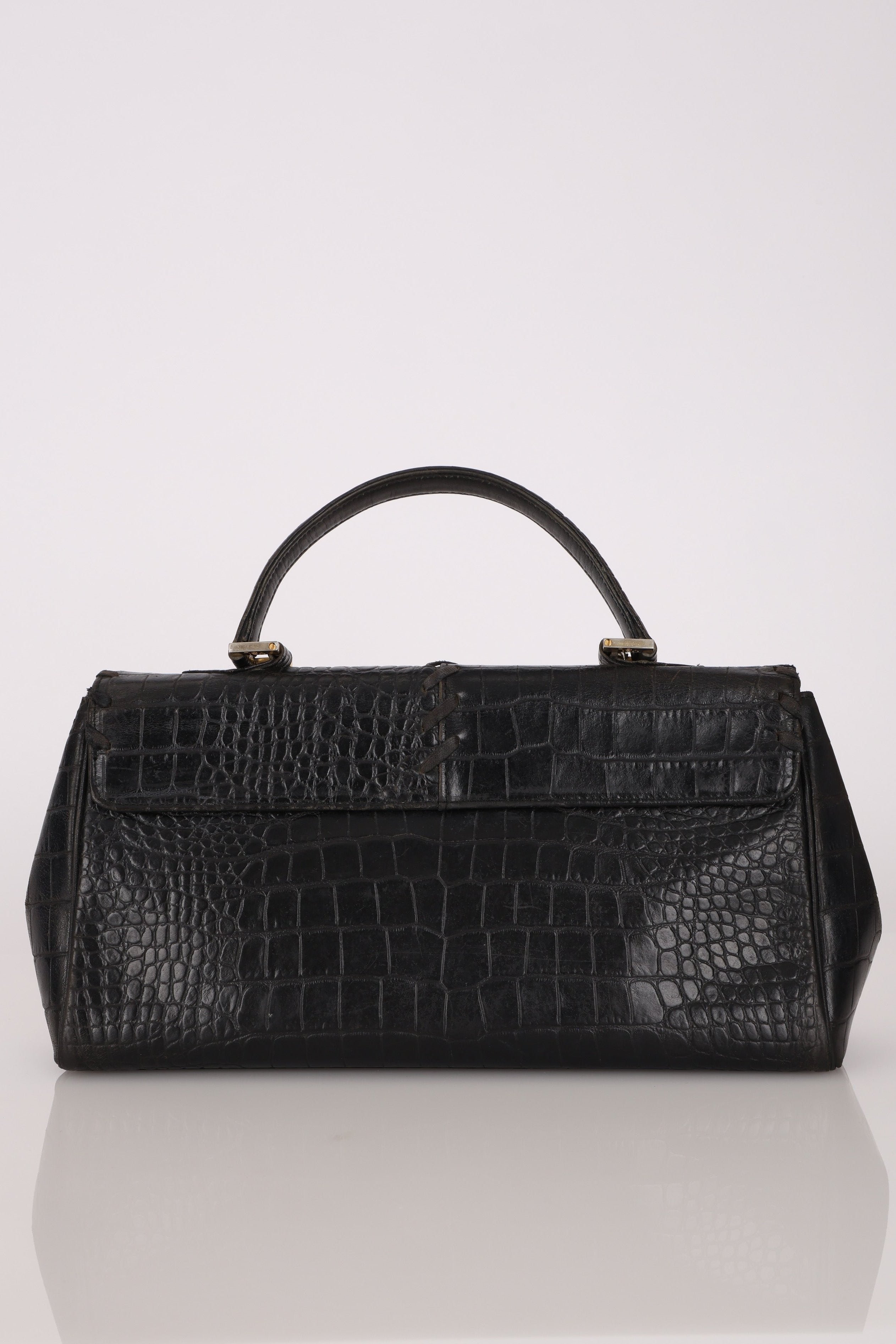 Saint Laurent Crocodile Embossed Top Handle Bag
