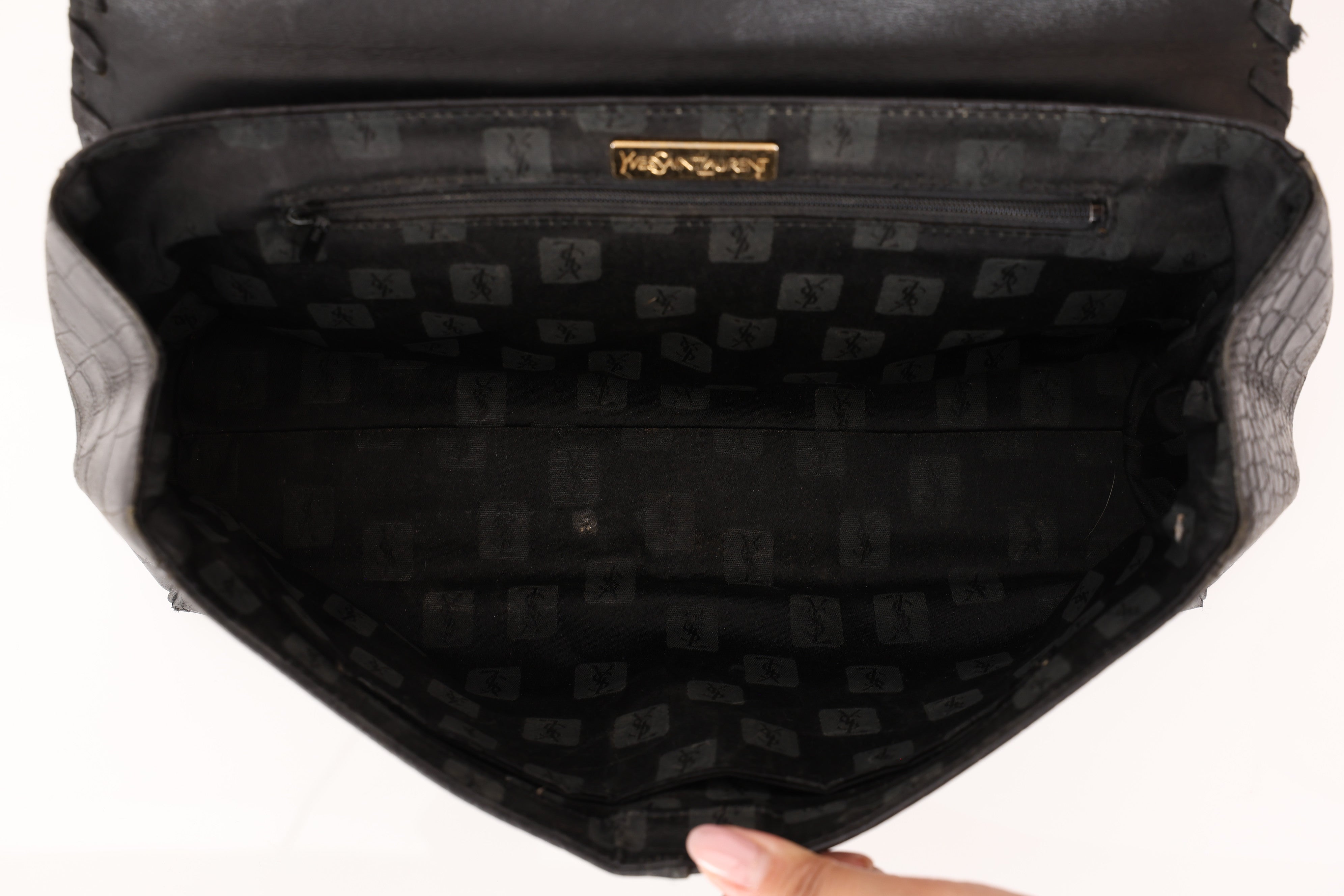 Saint Laurent Crocodile Embossed Top Handle Bag