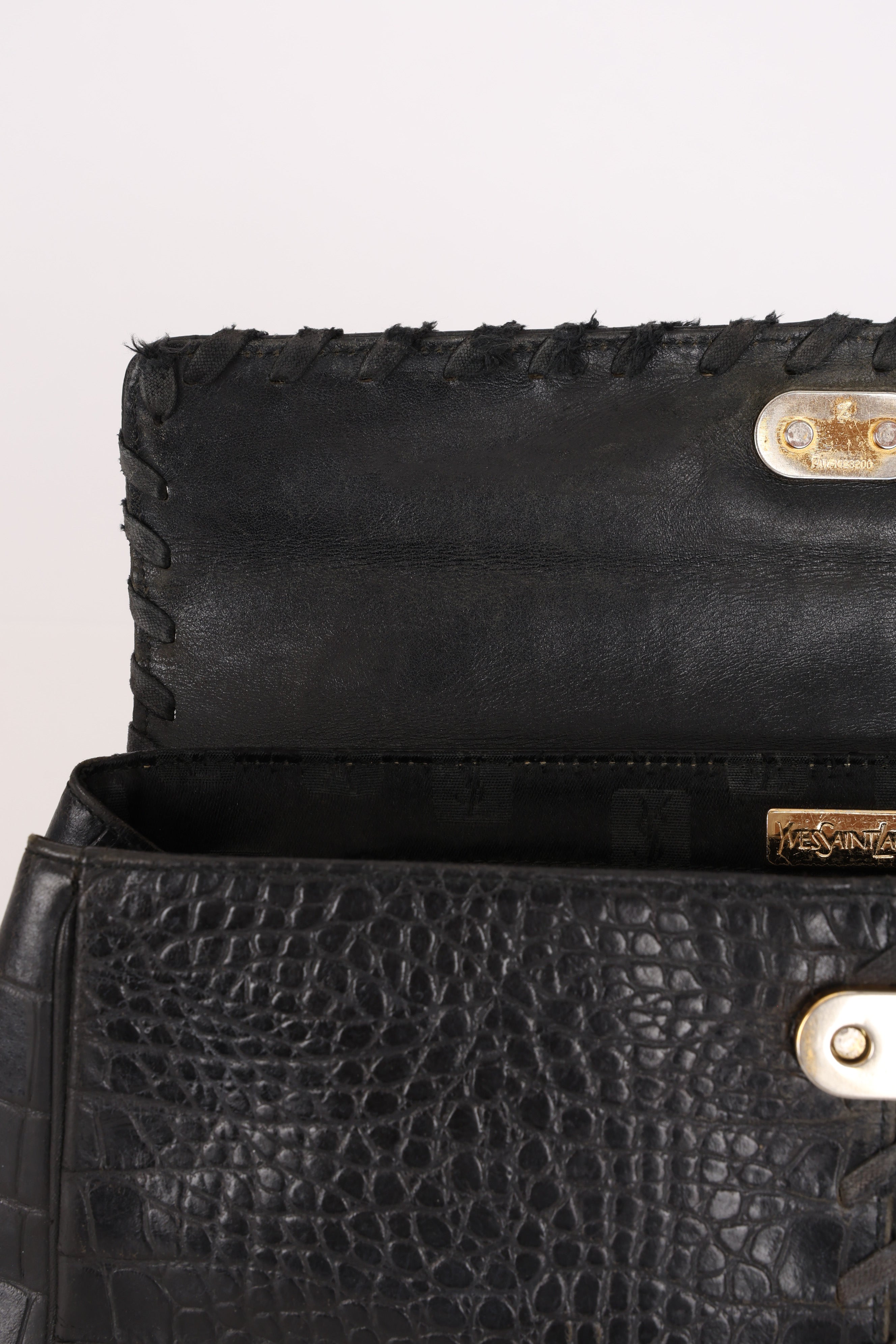 Saint Laurent Crocodile Embossed Top Handle Bag