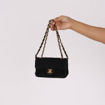 Chanel Mini Single Flap Black Suede 24K GP