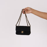Chanel Mini Single Flap Black Suede 24K GP