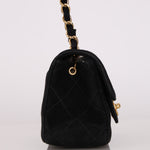 Chanel Mini Single Flap Black Suede 24K GP