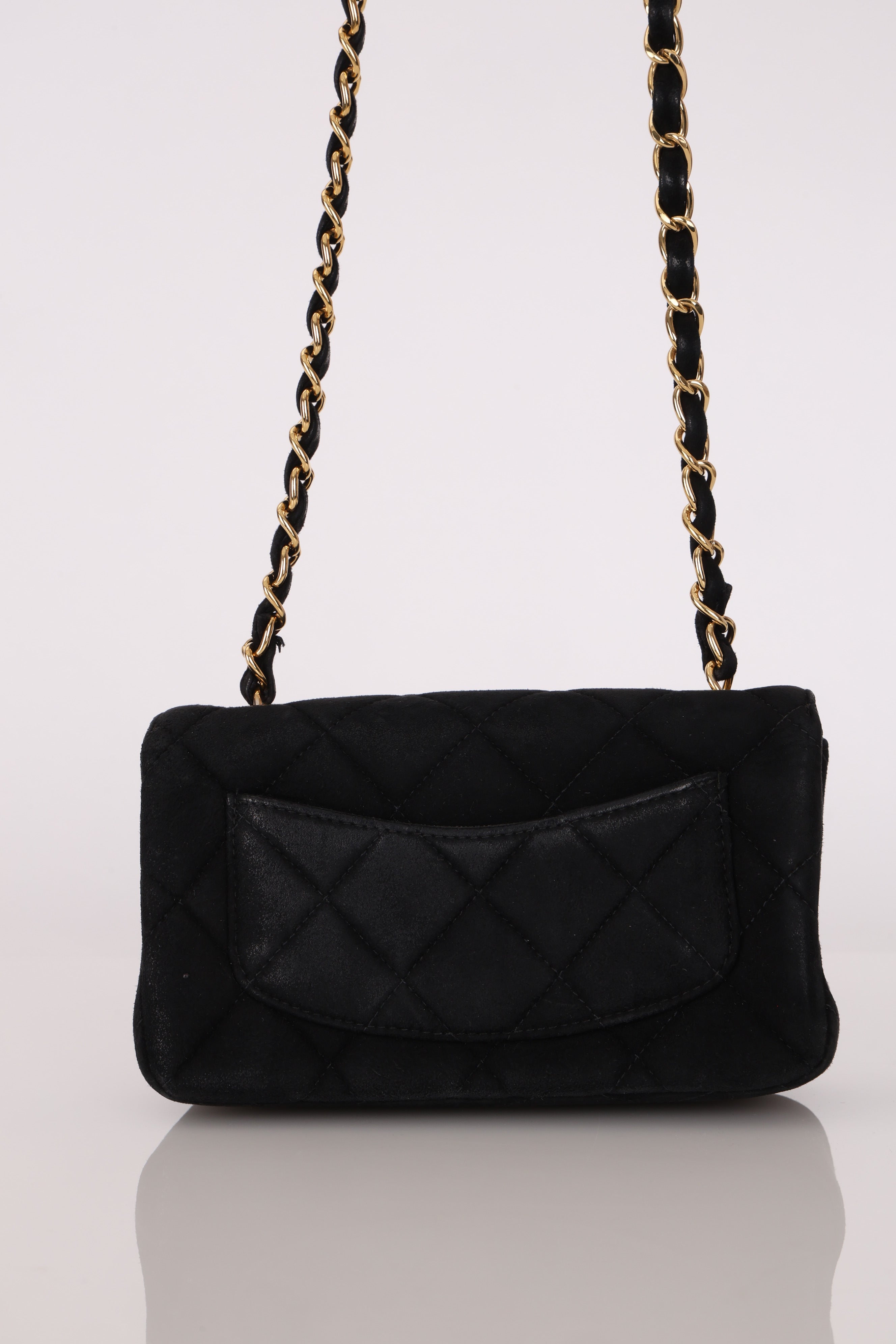 Chanel Mini Single Flap Black Suede 24K GP