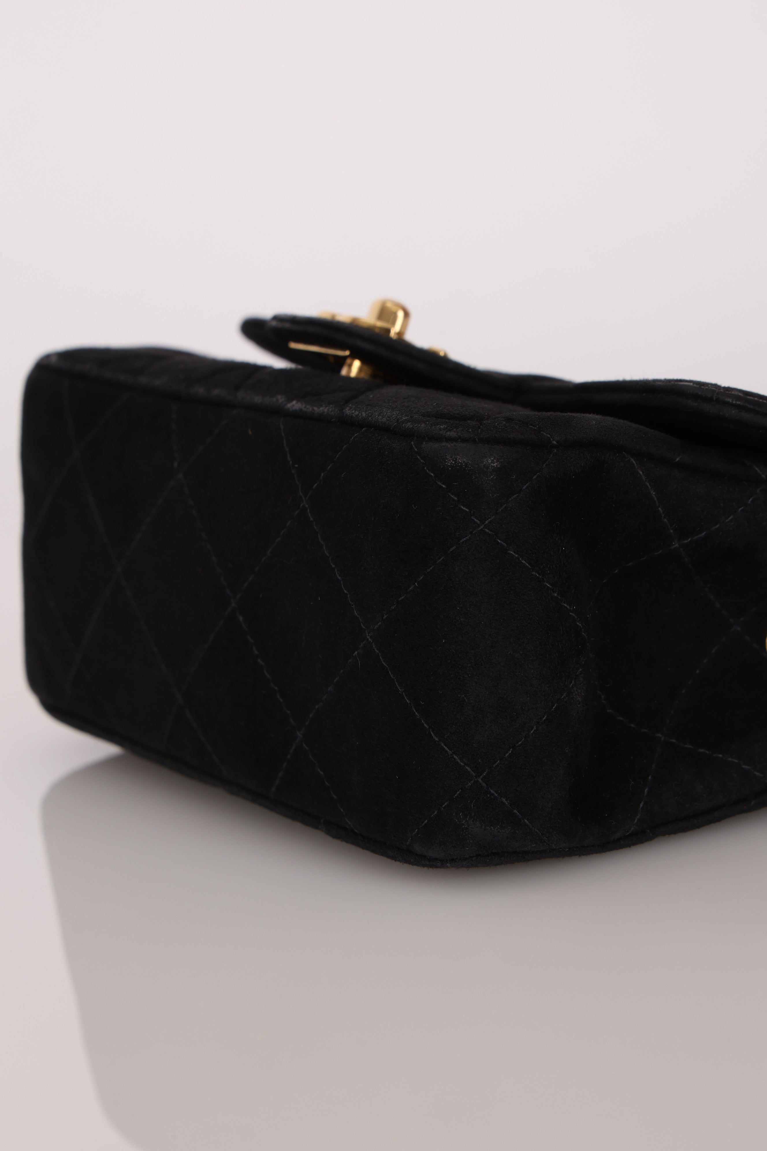 Chanel Mini Single Flap Black Suede 24K GP