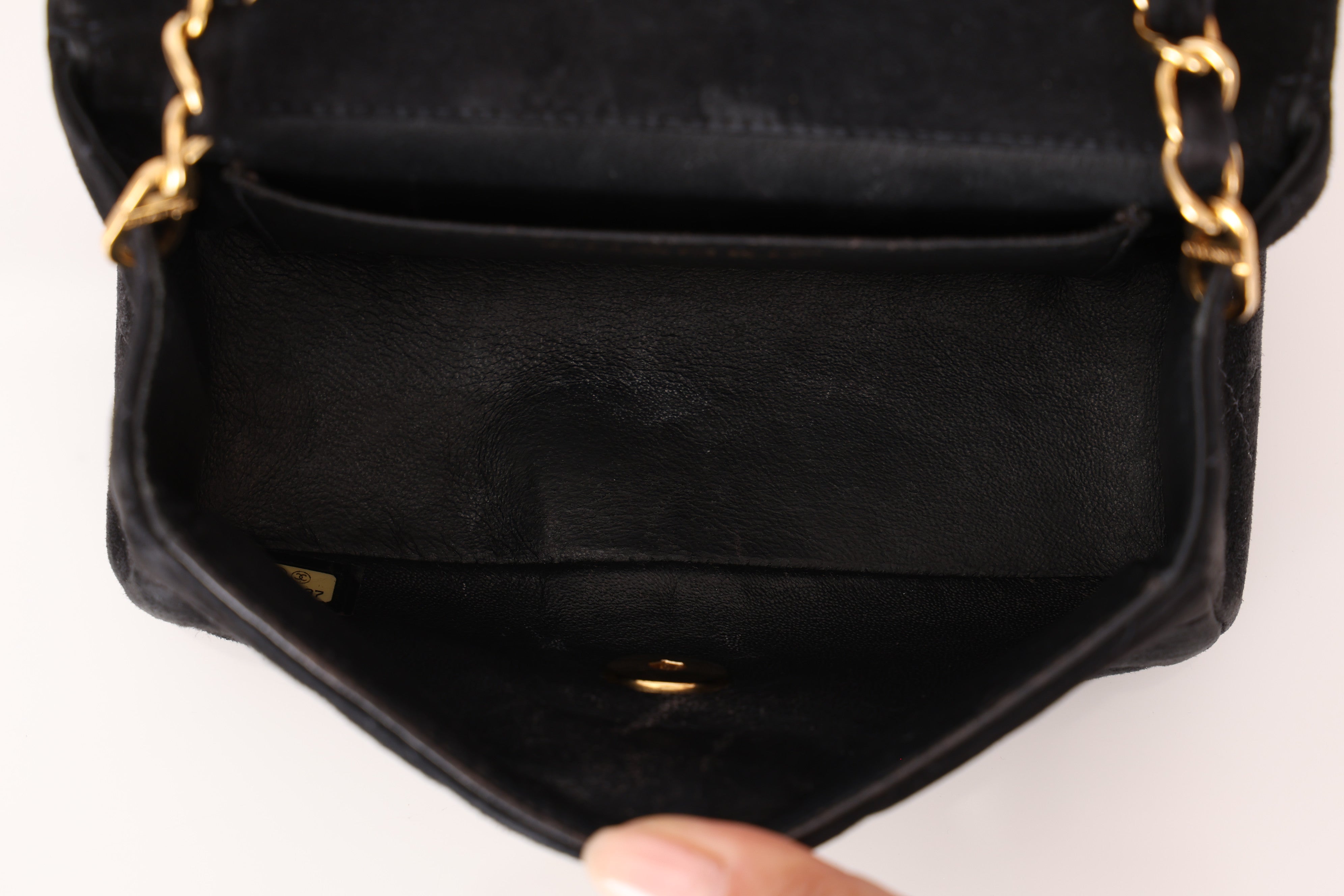 Chanel Mini Single Flap Black Suede 24K GP