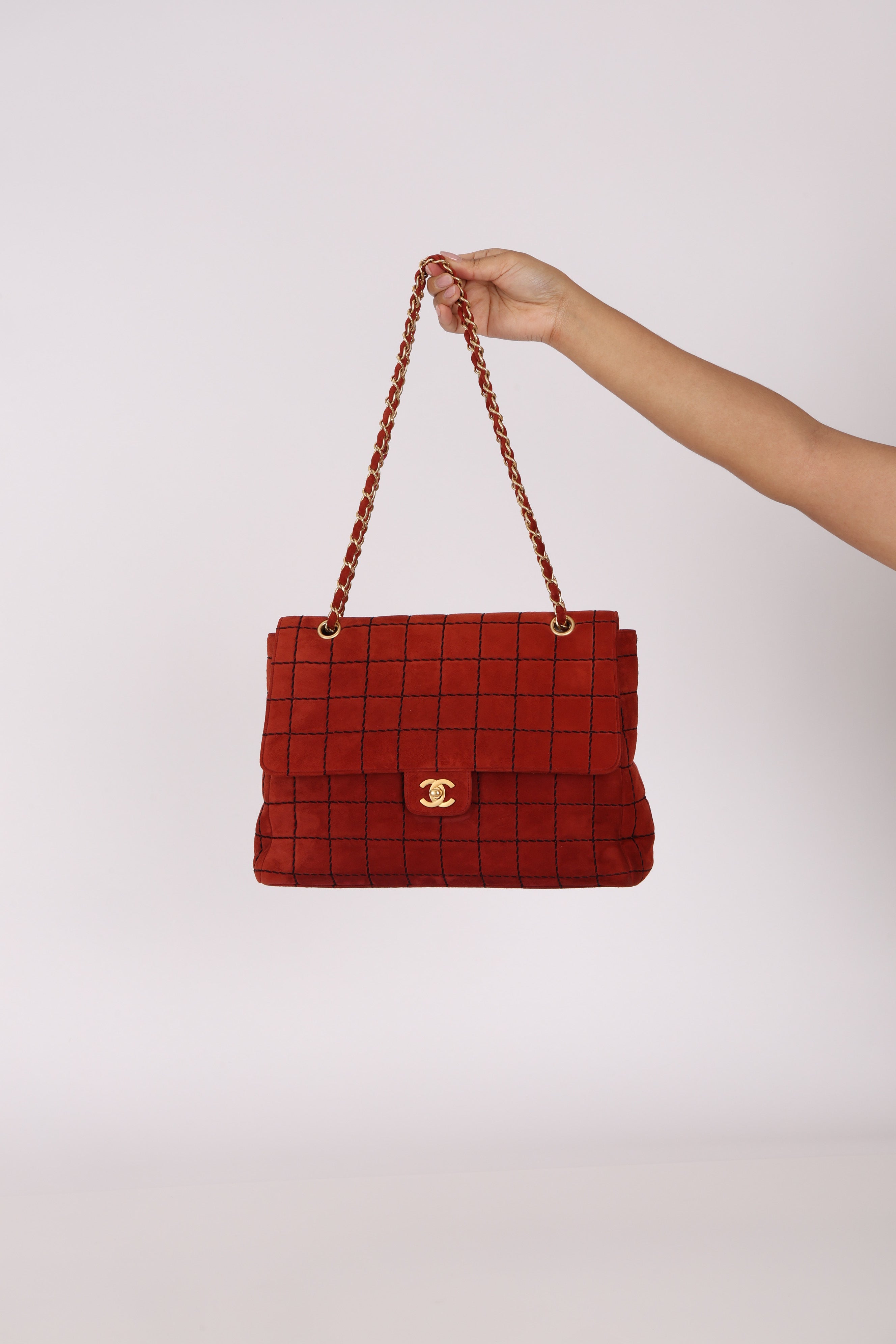 Chanel Chocolate Bar Single Flap Suede BGHW
