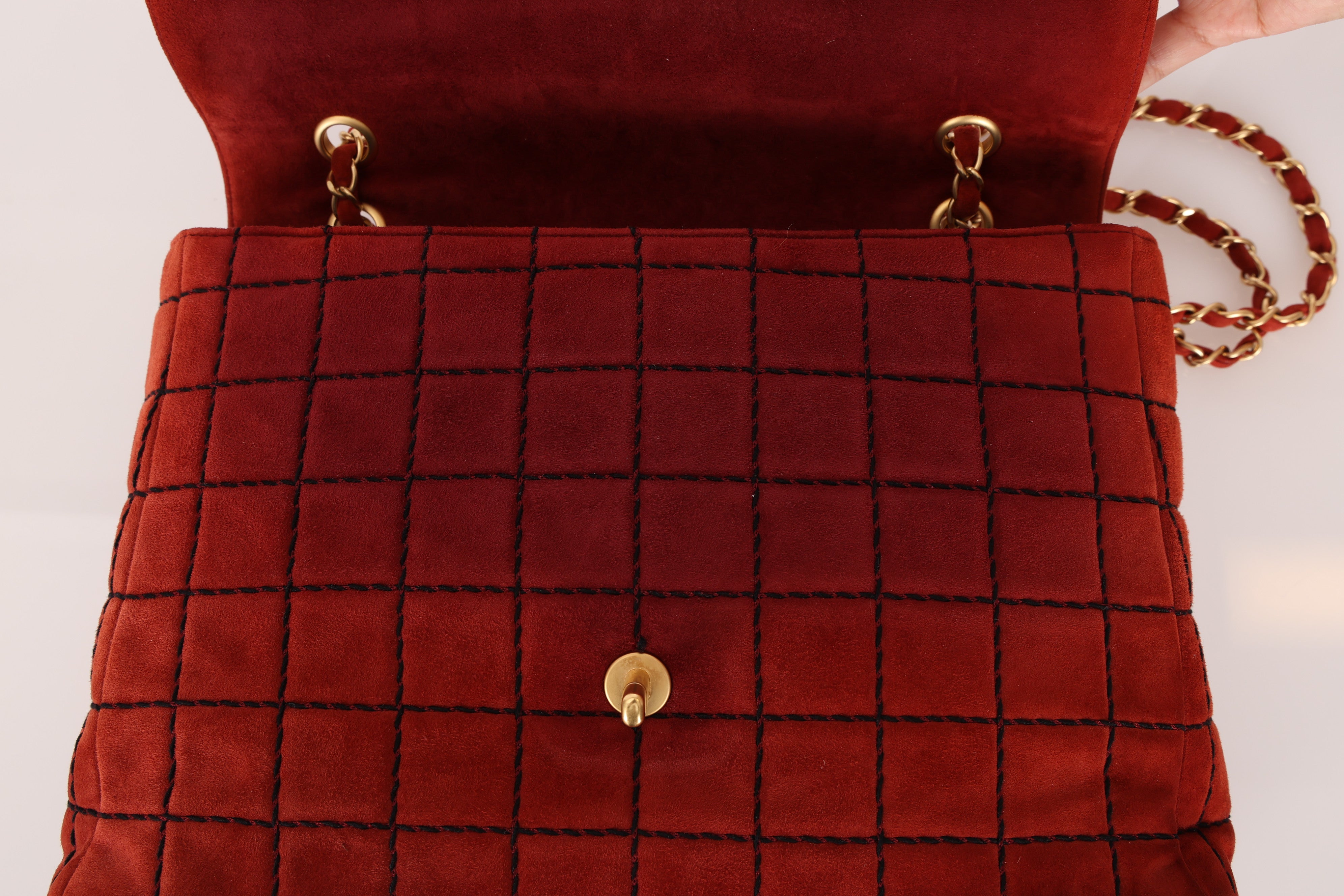 Chanel Chocolate Bar Single Flap Suede BGHW