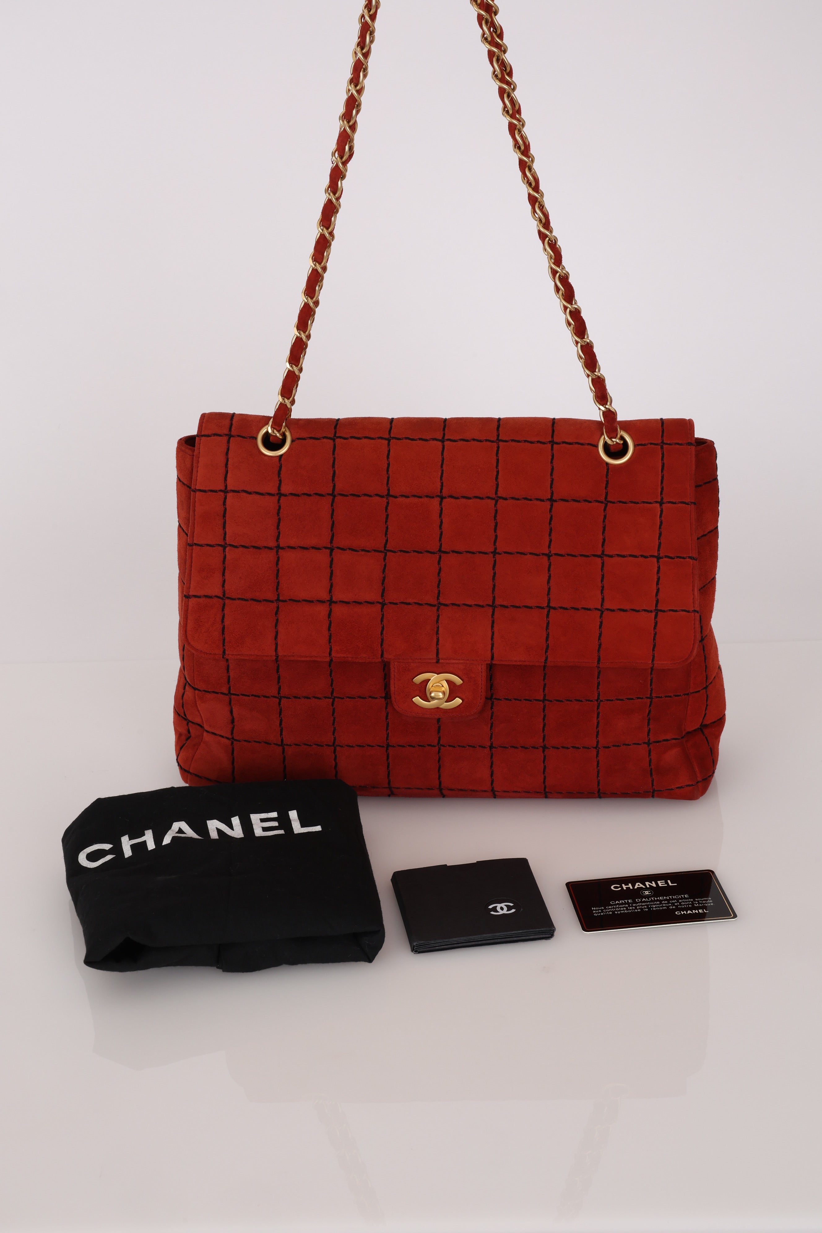 Chanel Chocolate Bar Single Flap Suede BGHW