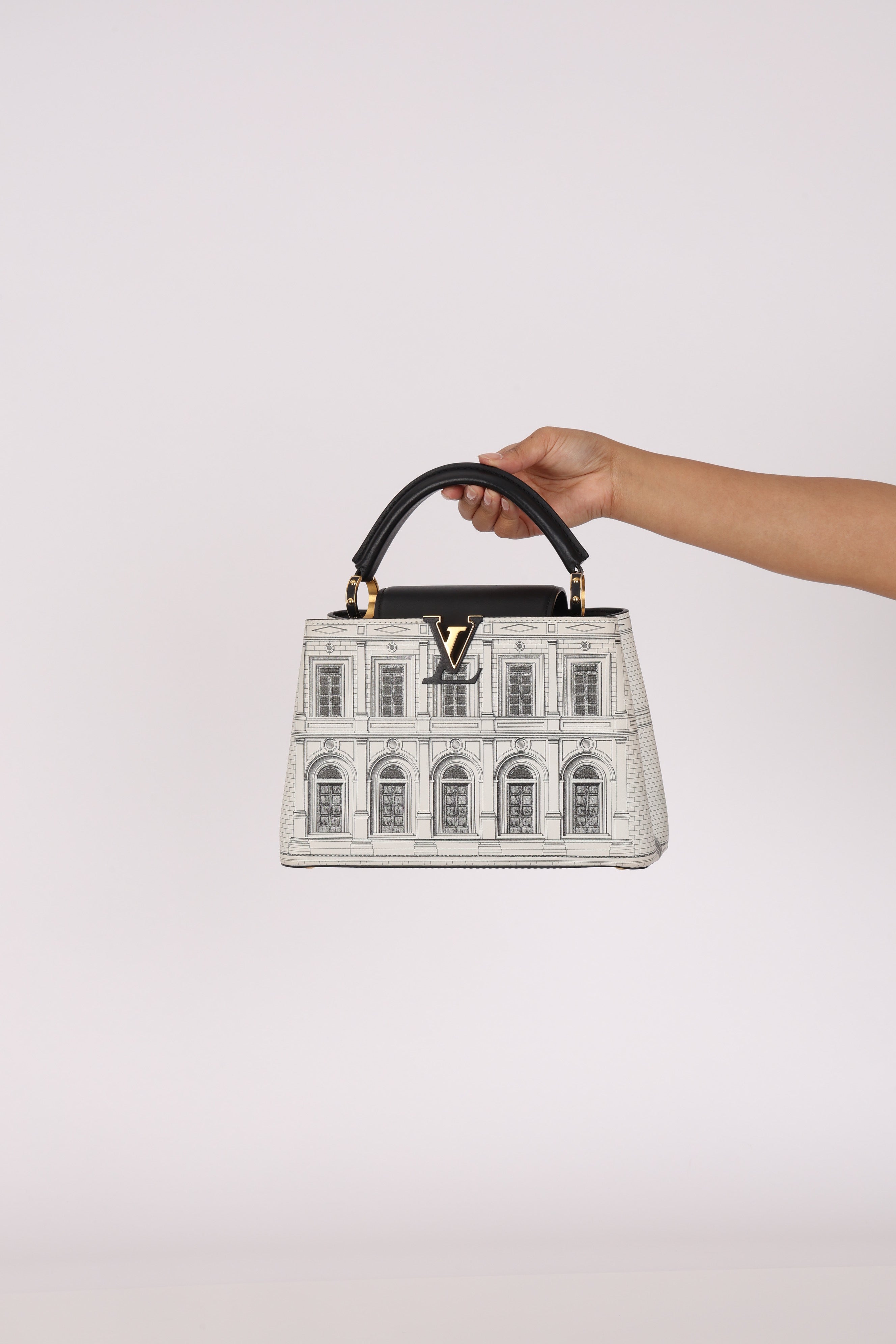 Ultra-Rare Louis Vuitton x Fornasetti Architettura Capucines BB Silk-Screen Leather 2021 GHW