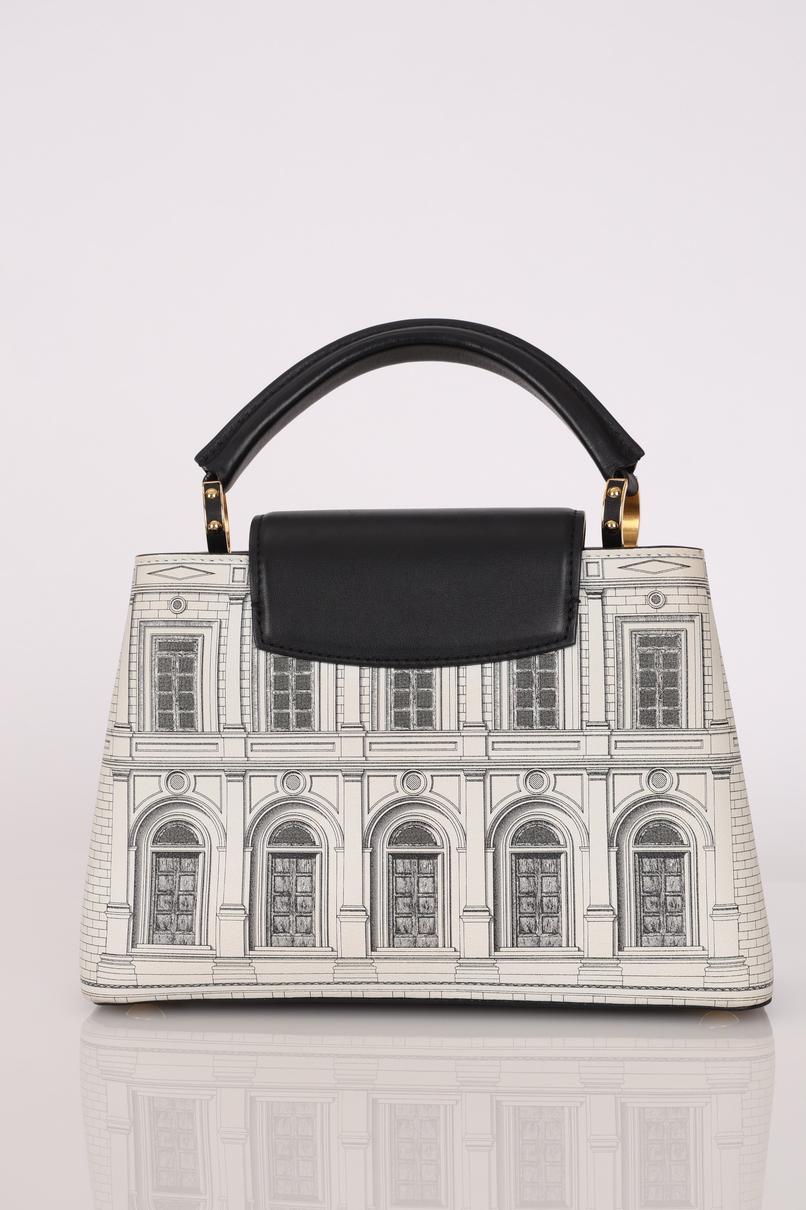 Ultra-Rare Louis Vuitton x Fornasetti Architettura Capucines BB Silk-Screen Leather 2021 GHW