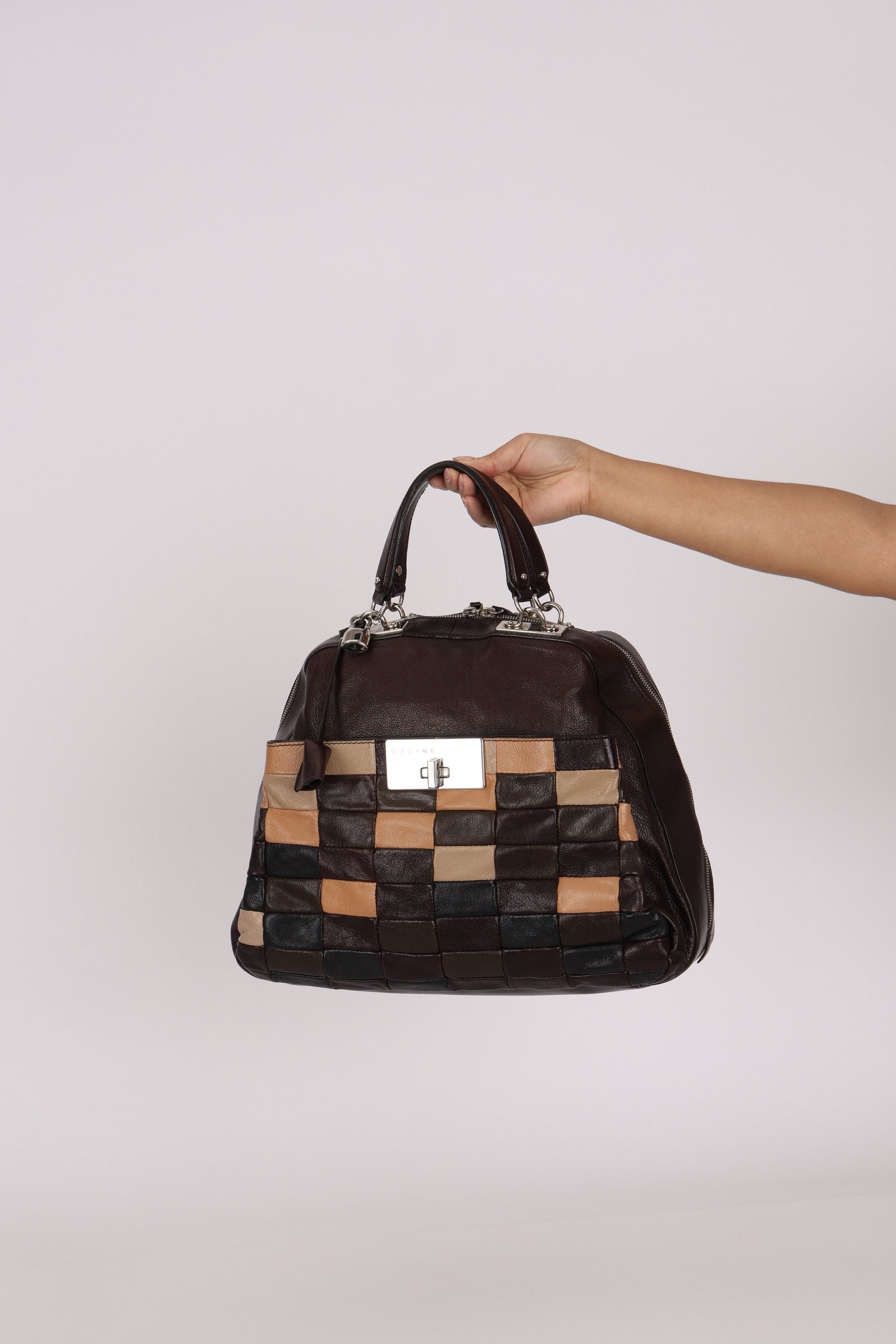 Celine Leather Patchwork Top Handle Bag