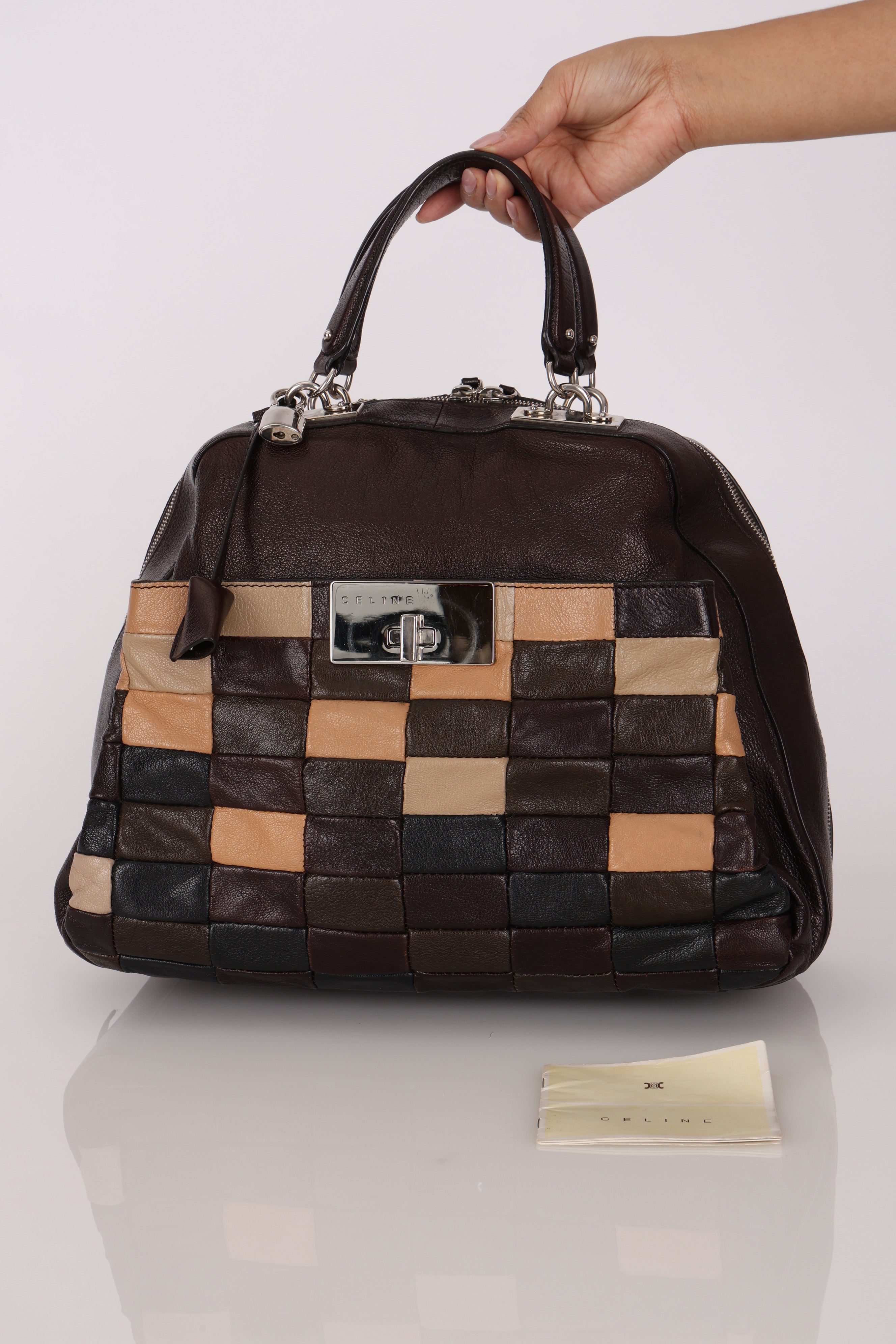 Celine Leather Patchwork Top Handle Bag