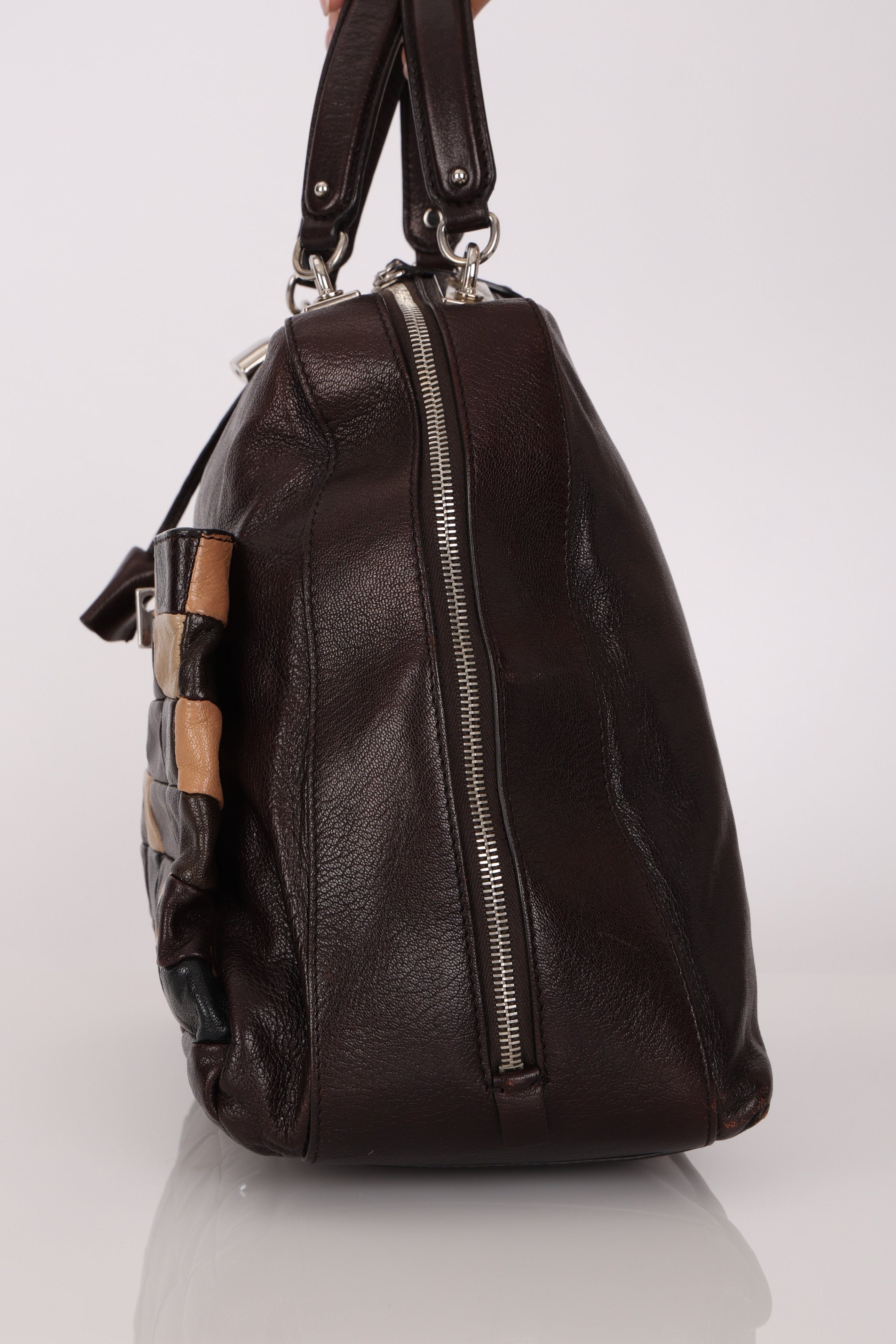 Celine Leather Patchwork Top Handle Bag