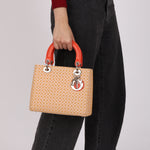 Dior Medium Lady Orange Embroidered