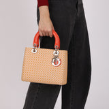 Dior Medium Lady Orange Embroidered