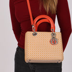 Dior Medium Lady Orange Embroidered