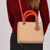 Dior Medium Lady Orange Embroidered